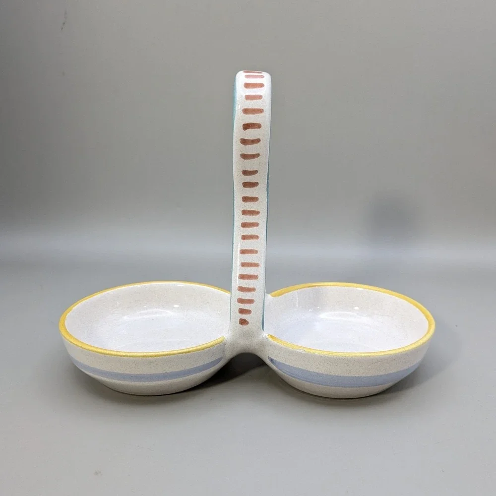 Vintage Ceramiche Deruta Italy Raffaellesco Oil Vinegar Cruet Set Hand Painted